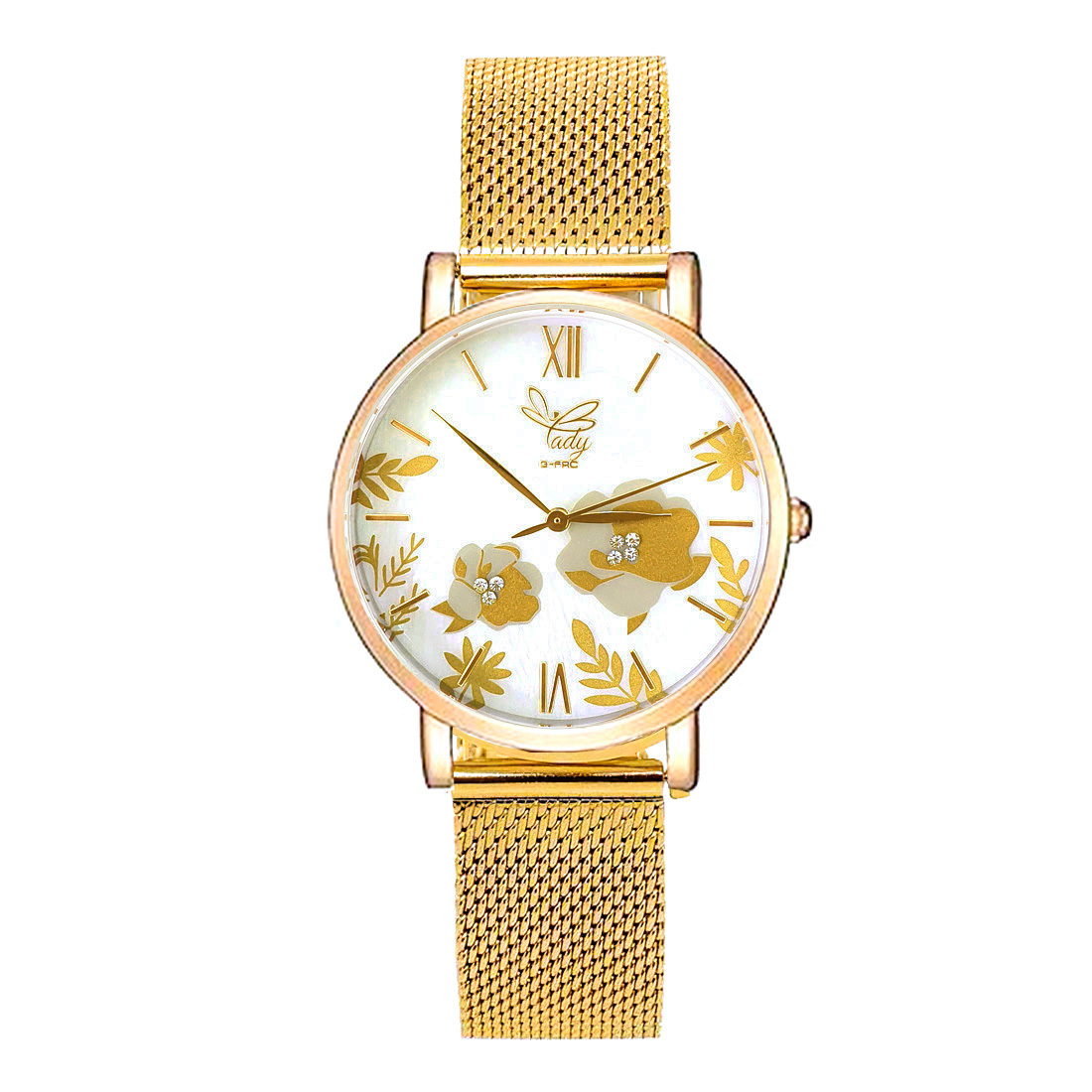 Reloj G-force Original L-624 Flowers Dama Acero + Estuche