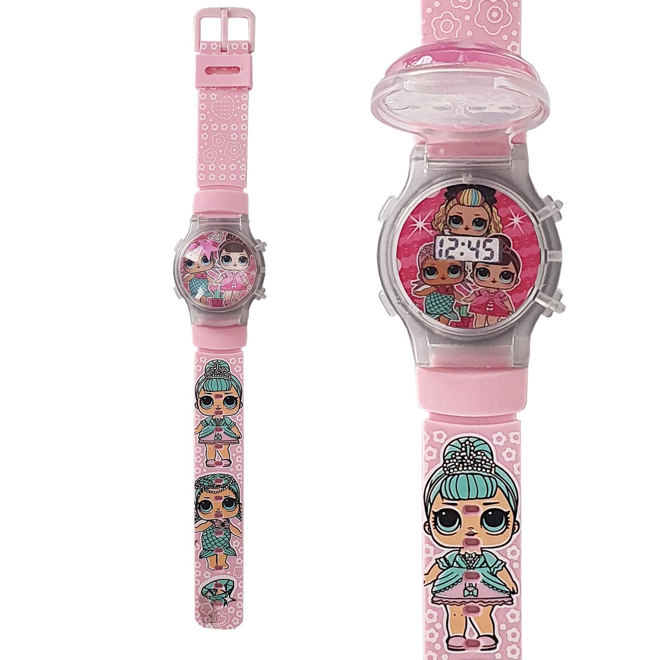 Reloj Niñas Digital Luces Tapa Infantil Muñeca Lol 3d