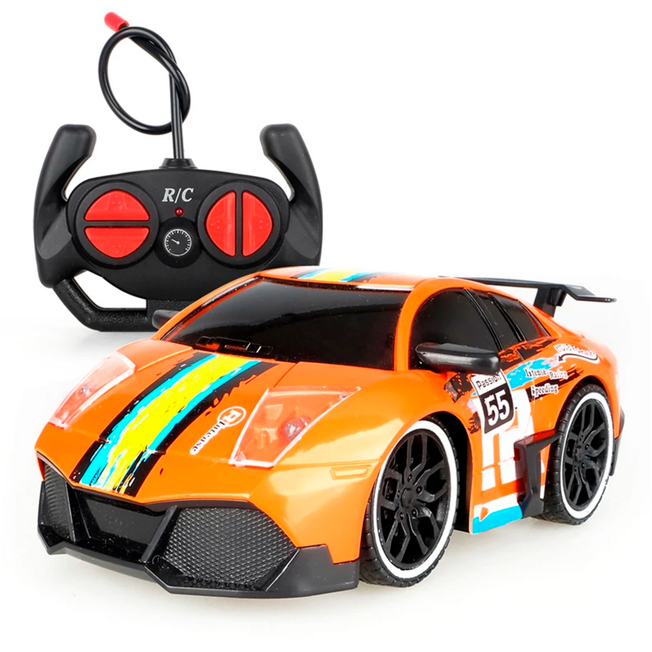 carro-control-remoto-recargable-niños-baterias-juguete-naranja