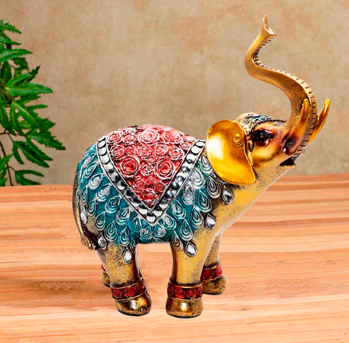 Elefante Dorado Azul X 7 Vintage Decoración Protección 