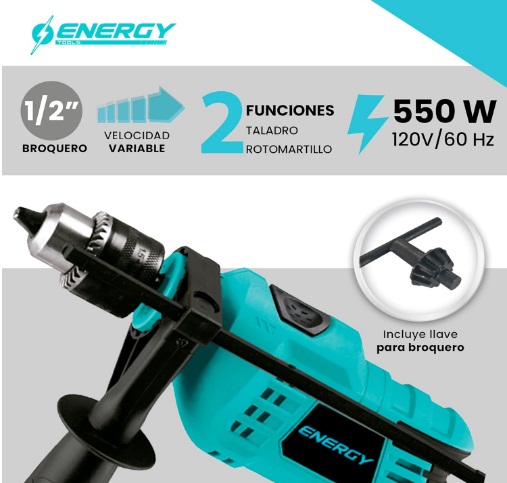 Taladro Percutor 550 W Marca Energy