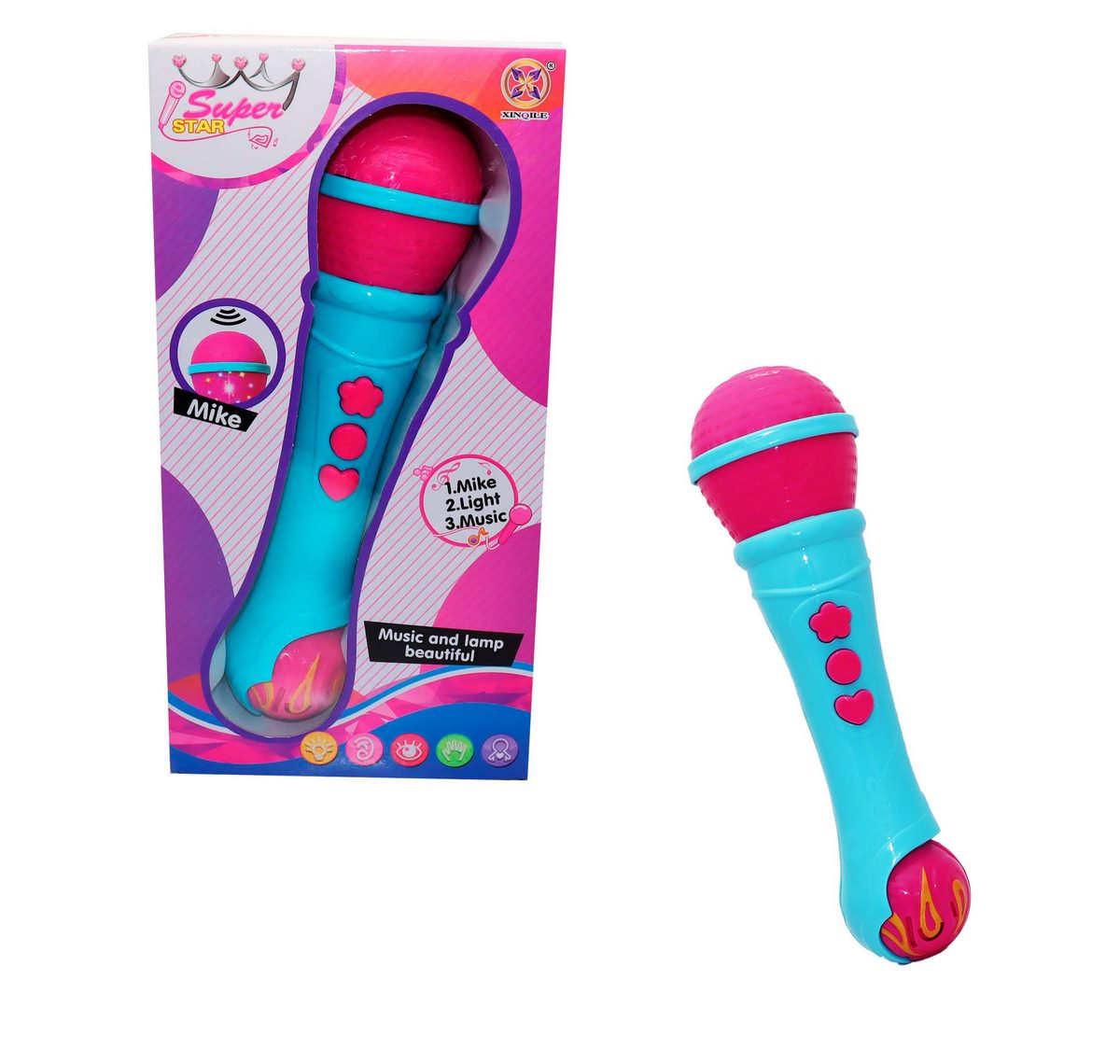 Micrófono Para Niñas Con Luz Y Sonidos Juguete + Baterias Azul
