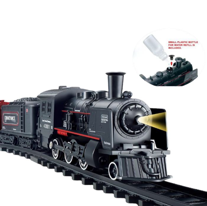 Tren clásico eléctrico con batería, con sonido y riel pequeña 74cm 