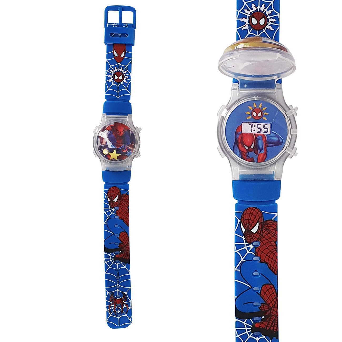 Reloj Niños Digital Luces Tapa Infantil Spiderman 3d