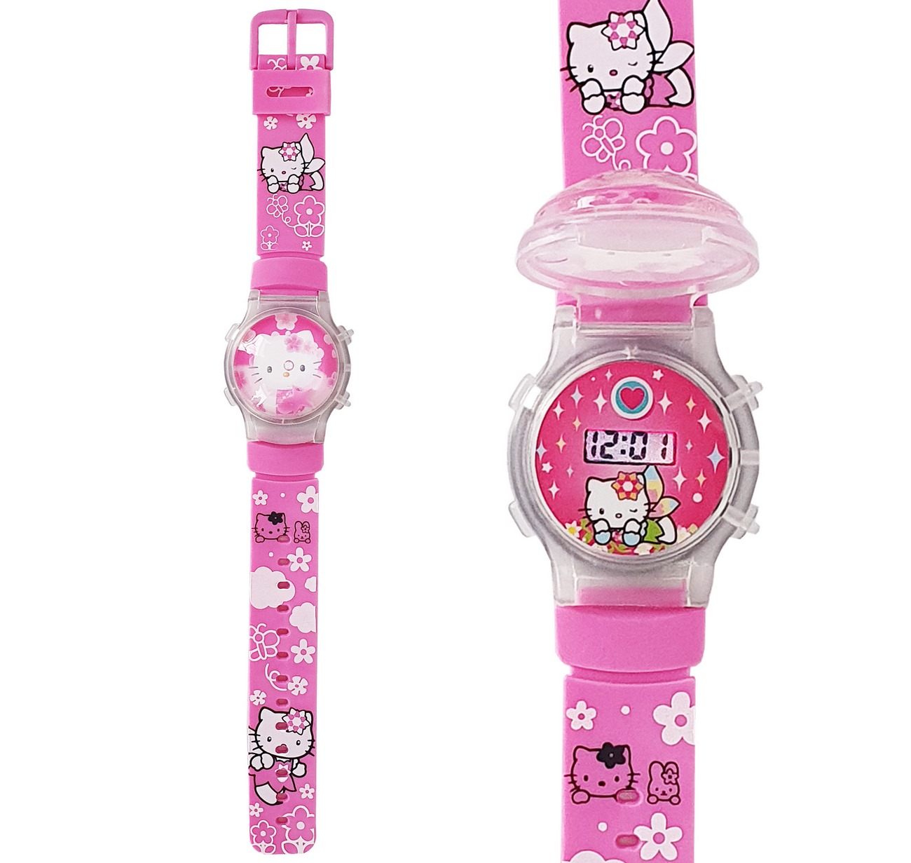 Reloj Niñas Digital Luces Tapa Infantil Hello Kitty 3d