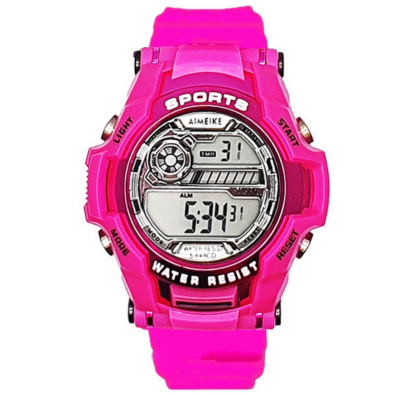 Reloj Digital Impermeable 30 M Deportivo Fucsia + Estuche