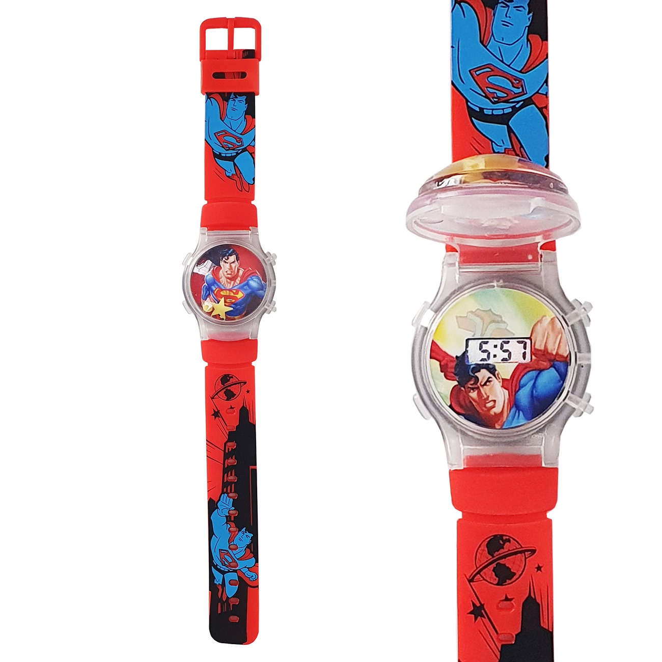 Reloj Niños Digital Luces Tapa Infantil Super Man 3d