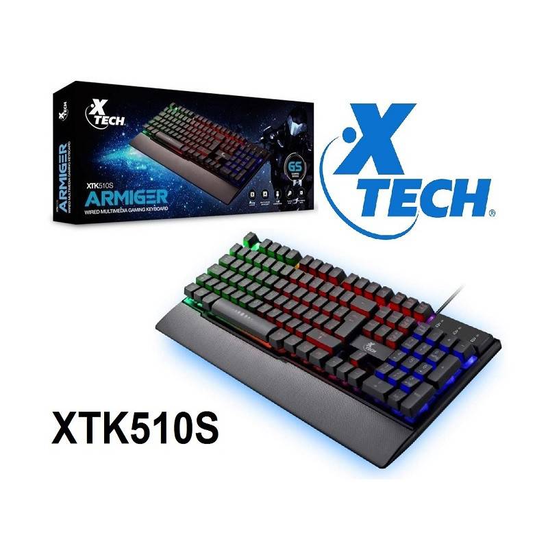 Teclado Gamer Xtech Armiger Xtk-510s Qwerty Español España Color Negro Con Luz Rgb