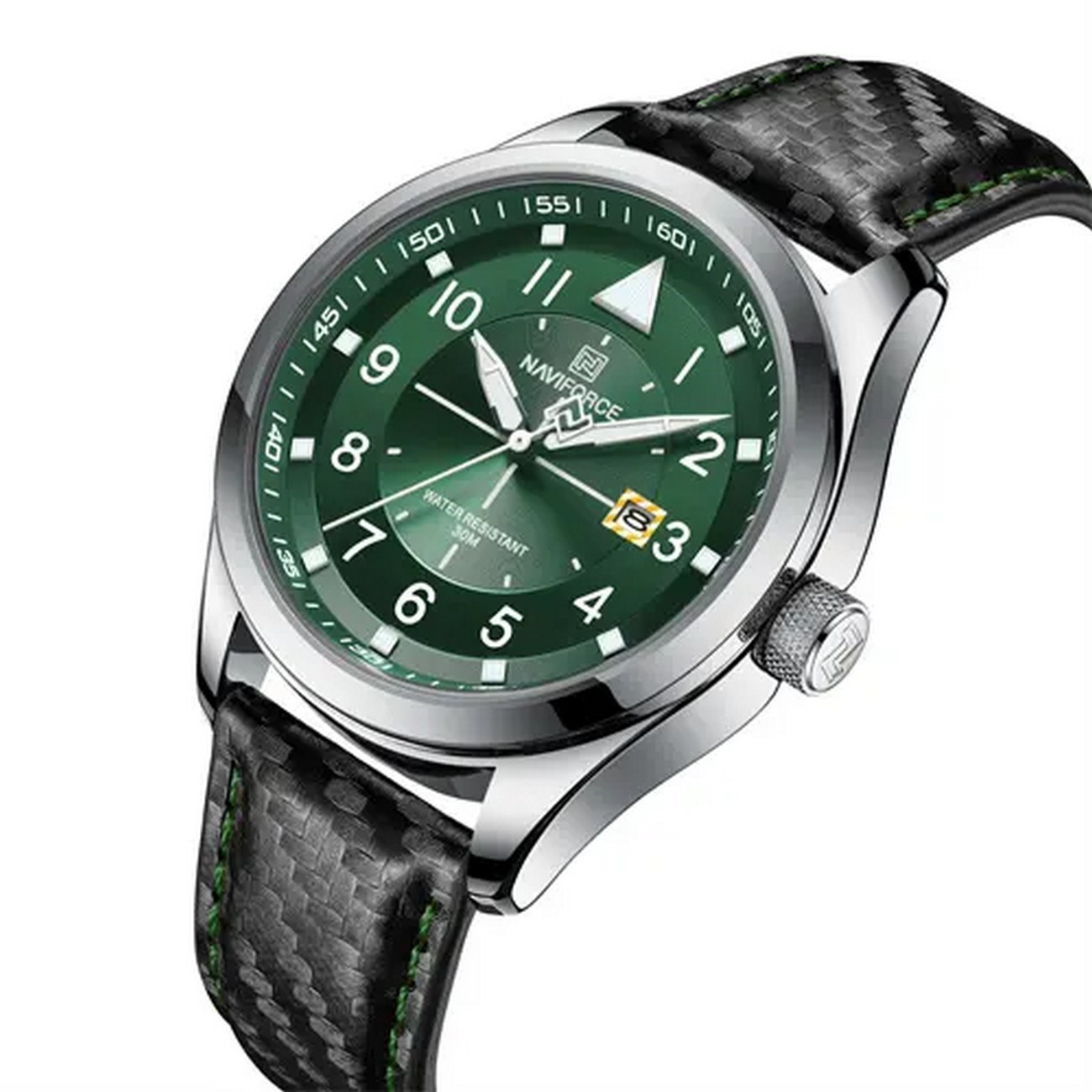 Reloj Naviforce Original Nf 8022 Cuero Verde + Estuche