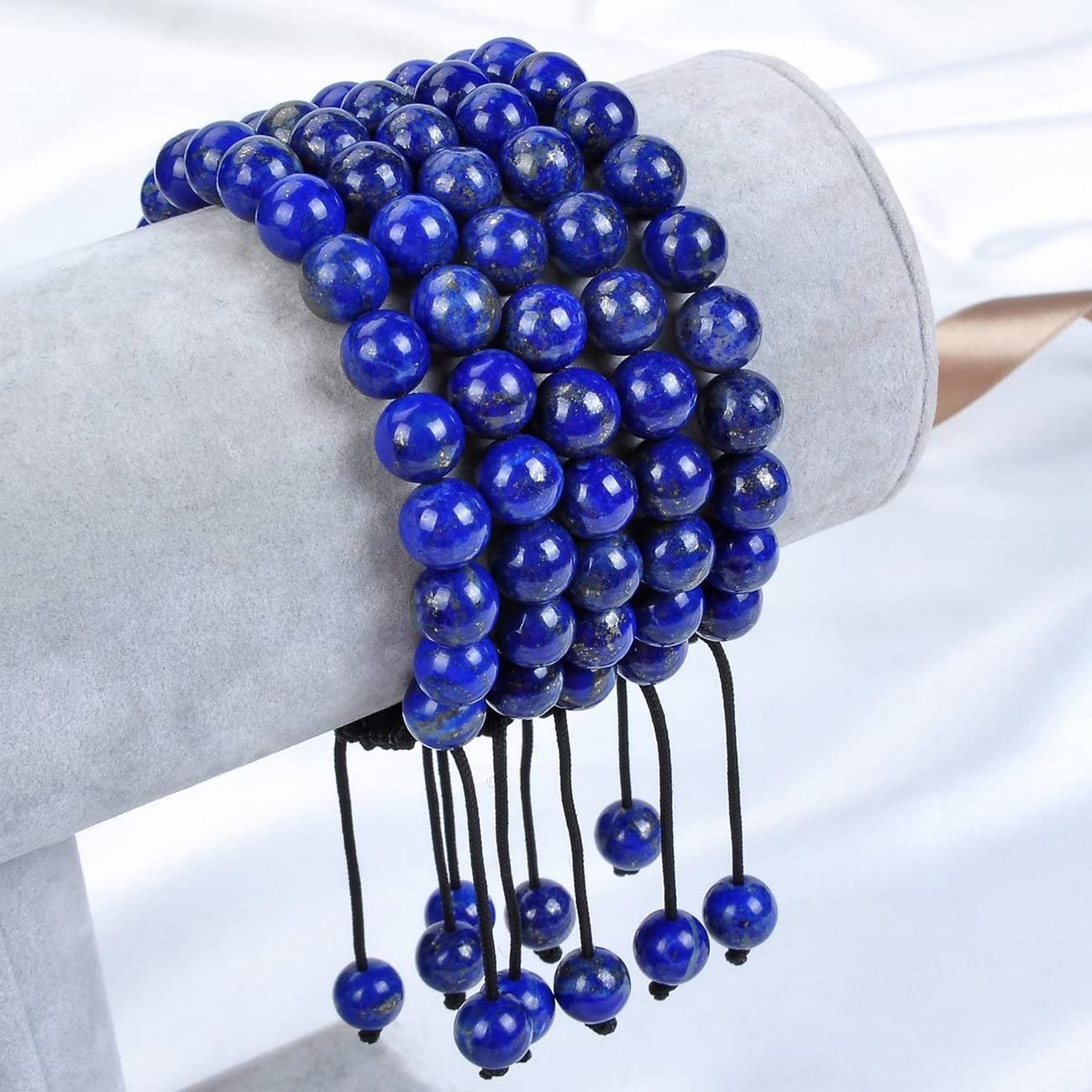 Pulsera Cuarzo Lapislazuli Tejida + Estuche