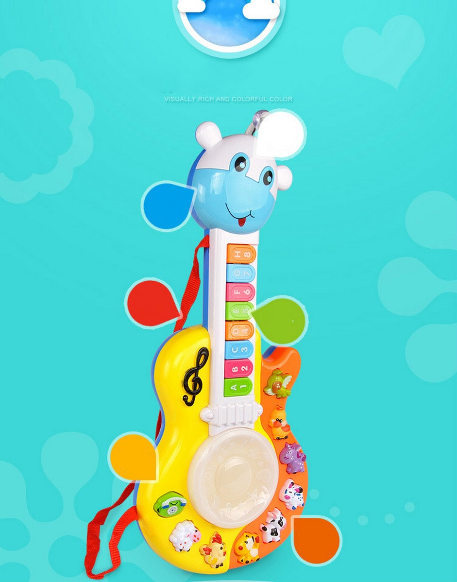 Guitarra Musical Didactica Para Bebe Con Luces Y Sonidos Azul