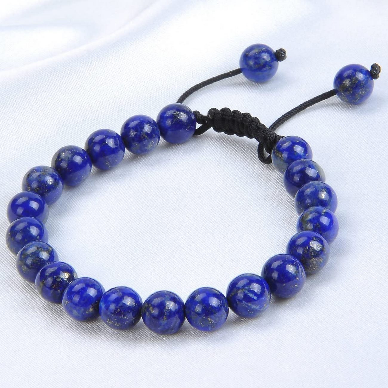 Pulsera Cuarzo Lapislazuli Tejida + Estuche