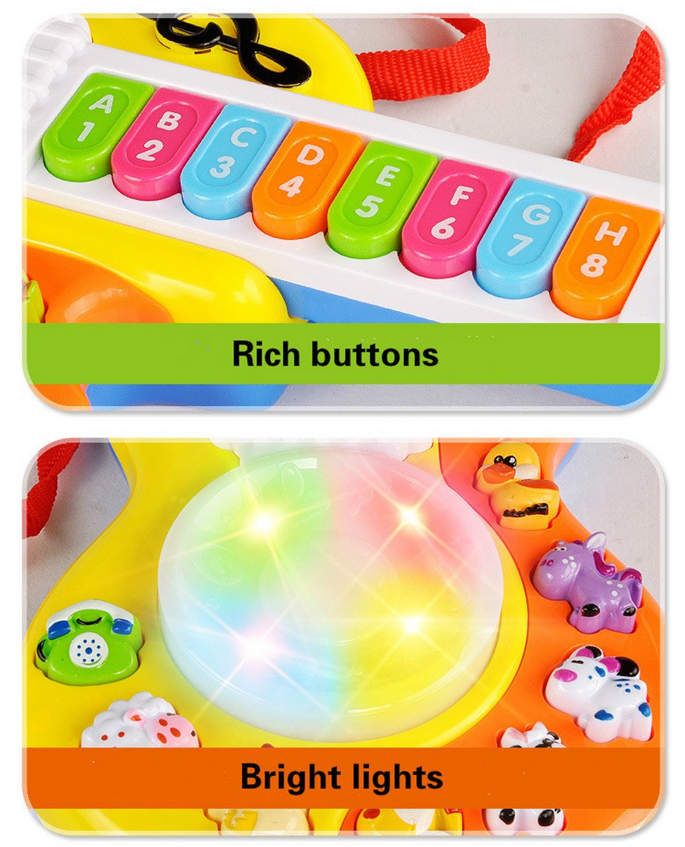 Guitarra Musical Didactica Para Bebe Con Luces Y Sonidos Naranja