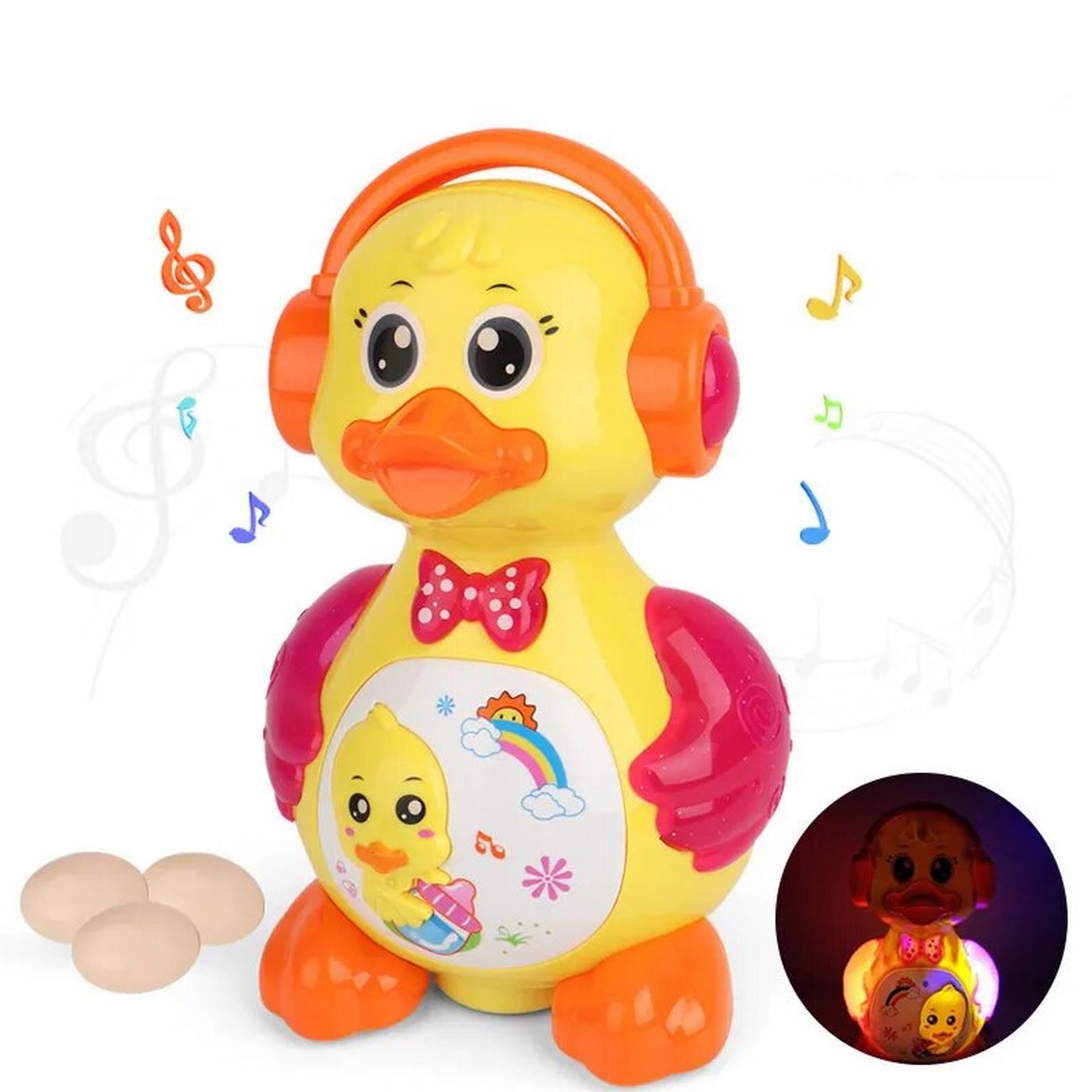  Robot Pato Pone Huevos Luces Sonido Movimiento + Bateria