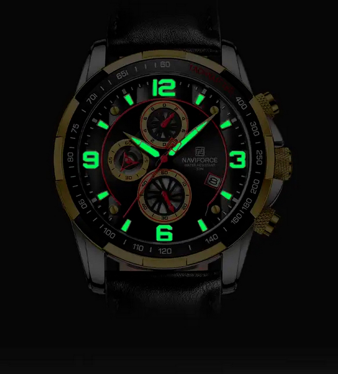 Reloj Naviforce Original Nf 8020 Cuero Negro + Estuche