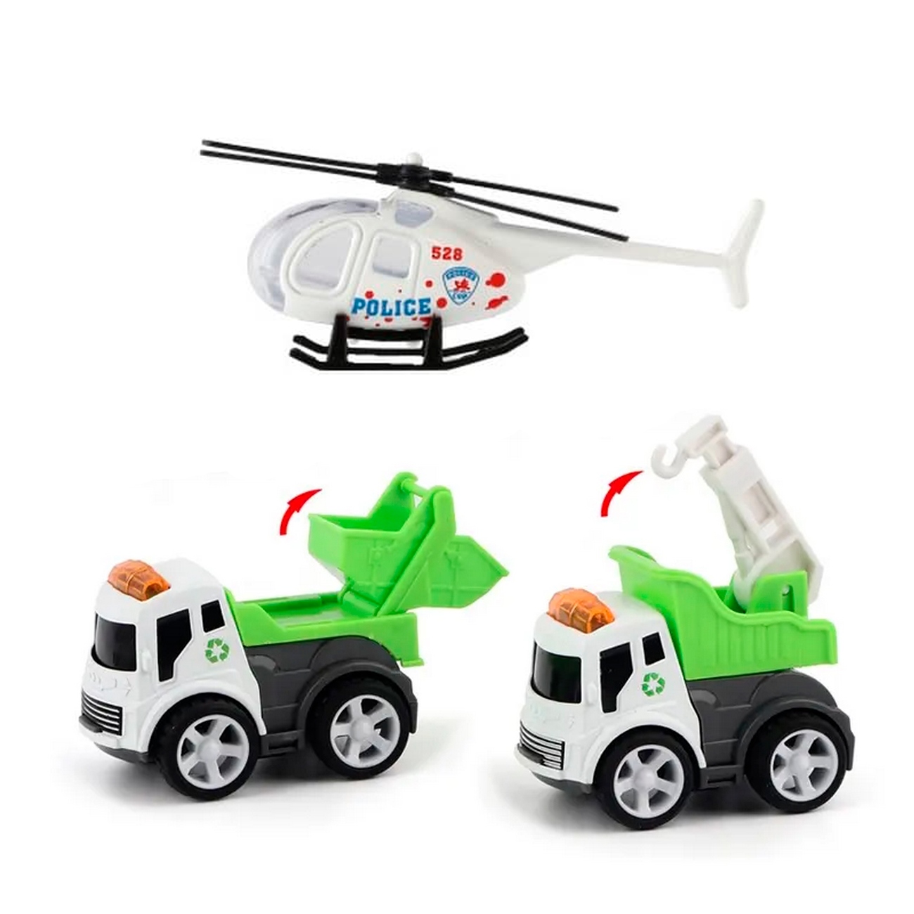 Carros De Impulso Y Helicoptero Colección Recolector X 3 Pcs