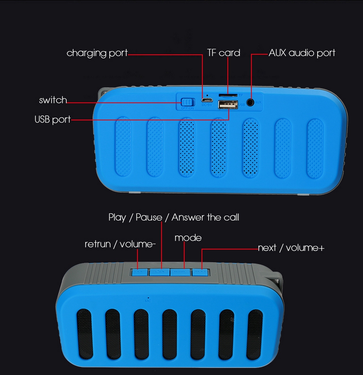 Bocina Parlante Portable Glu Bluetooth Radio Fm