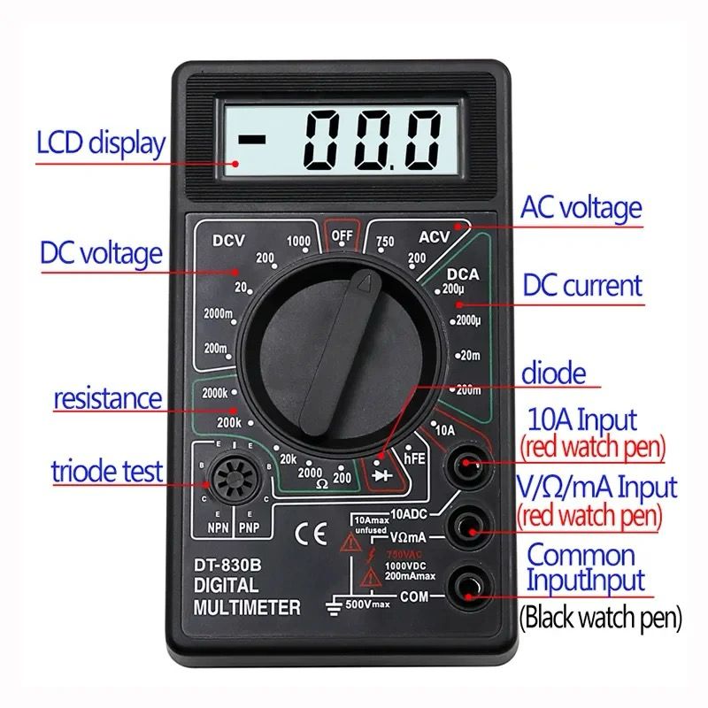 Multímetro Digital LCD DT830B, Amperímetro, Voltímetro De CA Y CC