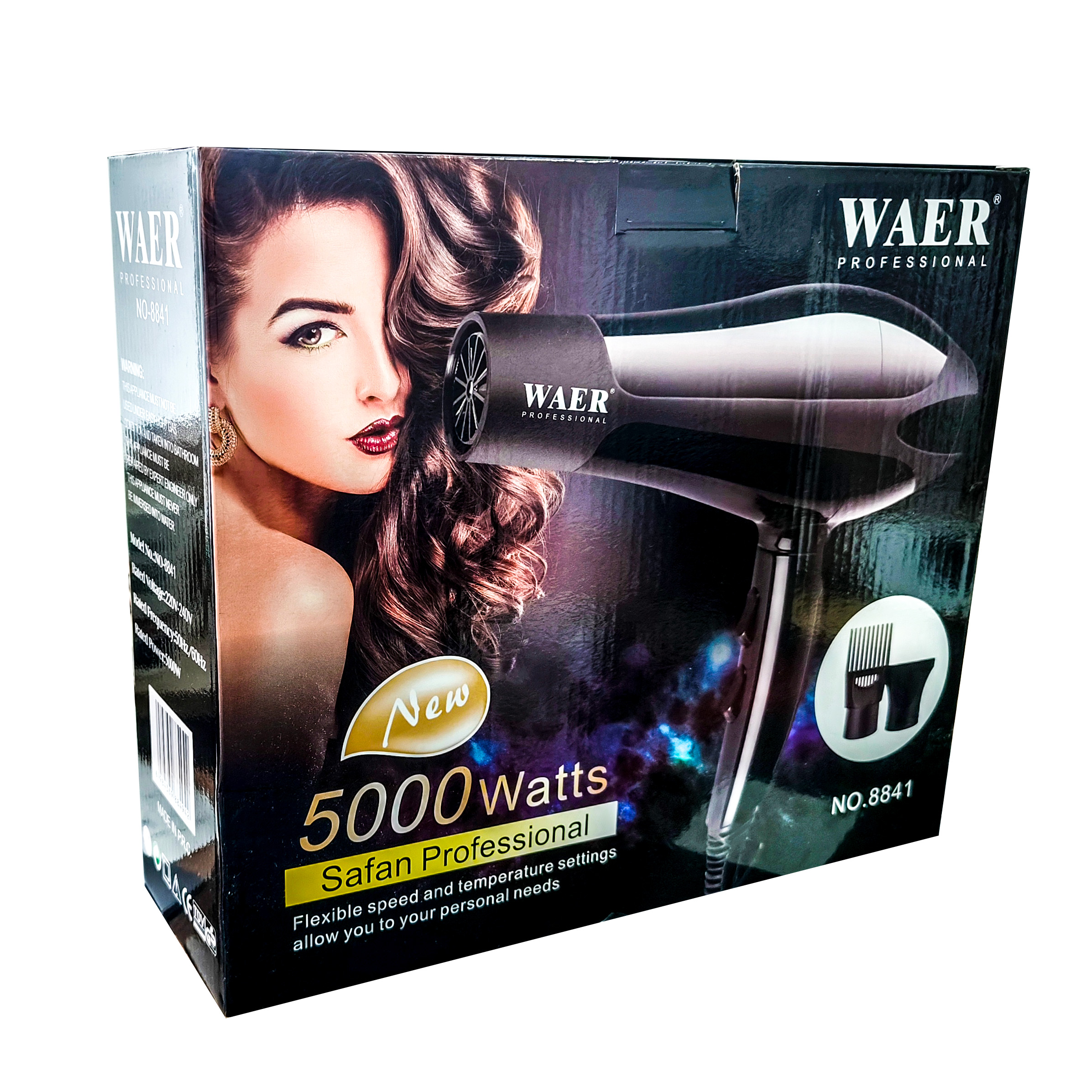 Secador Cabello 5000w Potente Tres Niveles De Temp Wa-8841