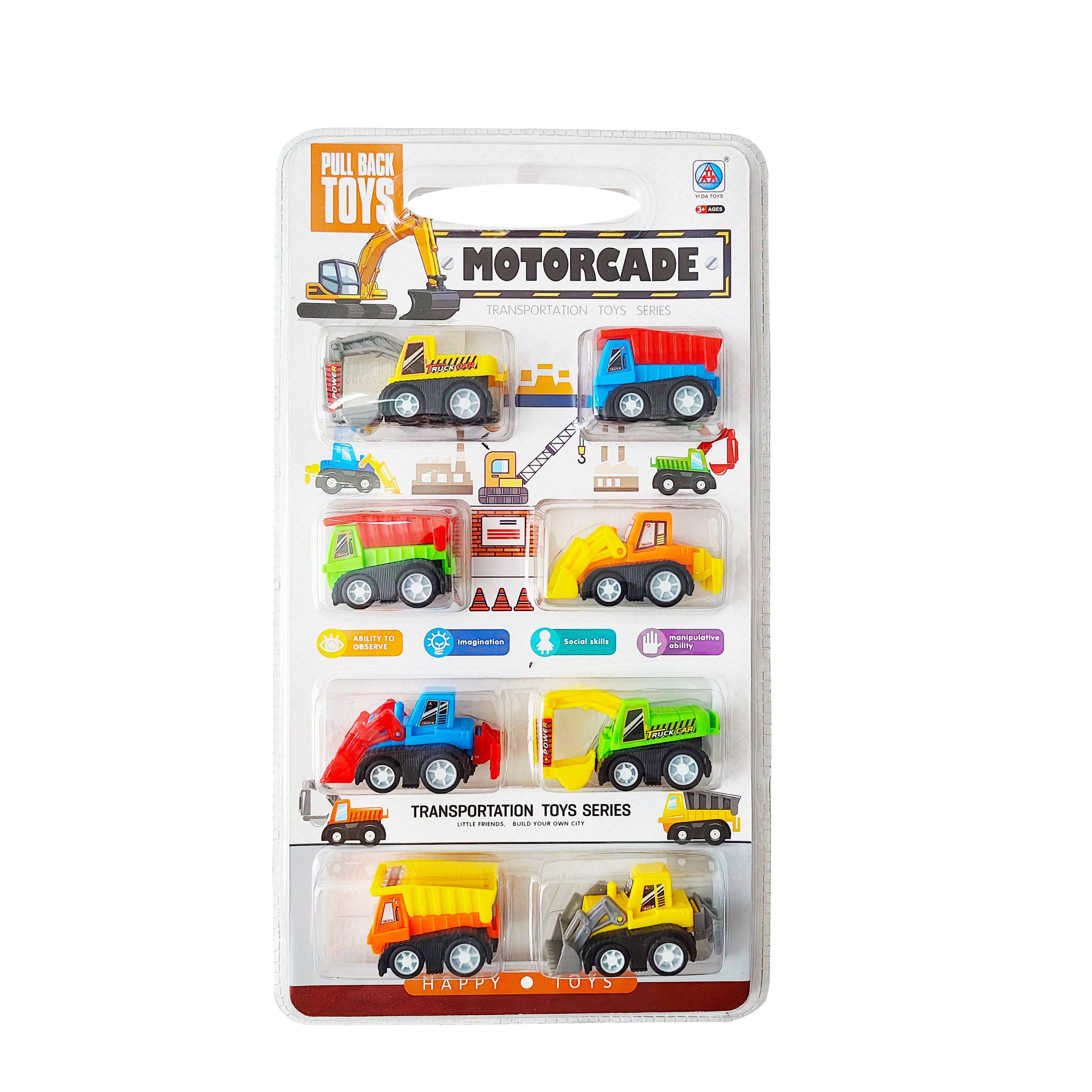 Kit Carros De Construcciòn X 8 Pcs Bulldozer Retro Juguete