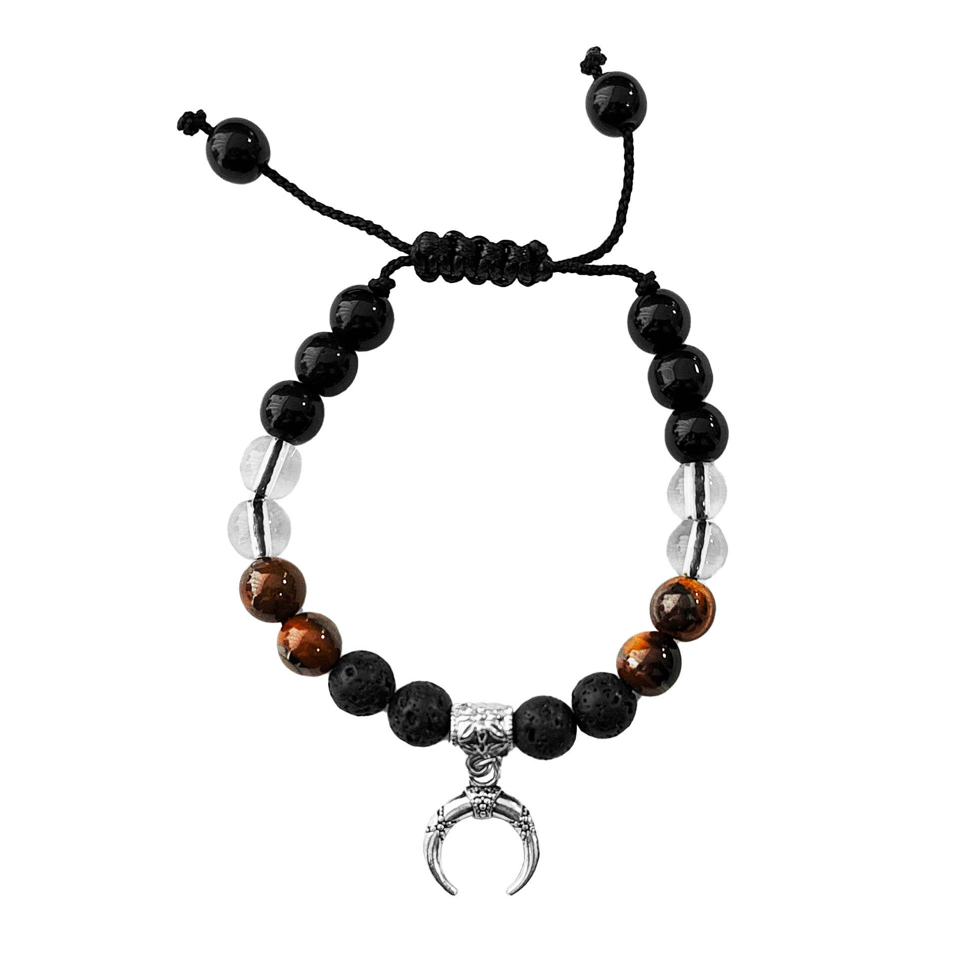 Pulsera Luna Piedra Volcánica - Ojo De Tigre + Estuche