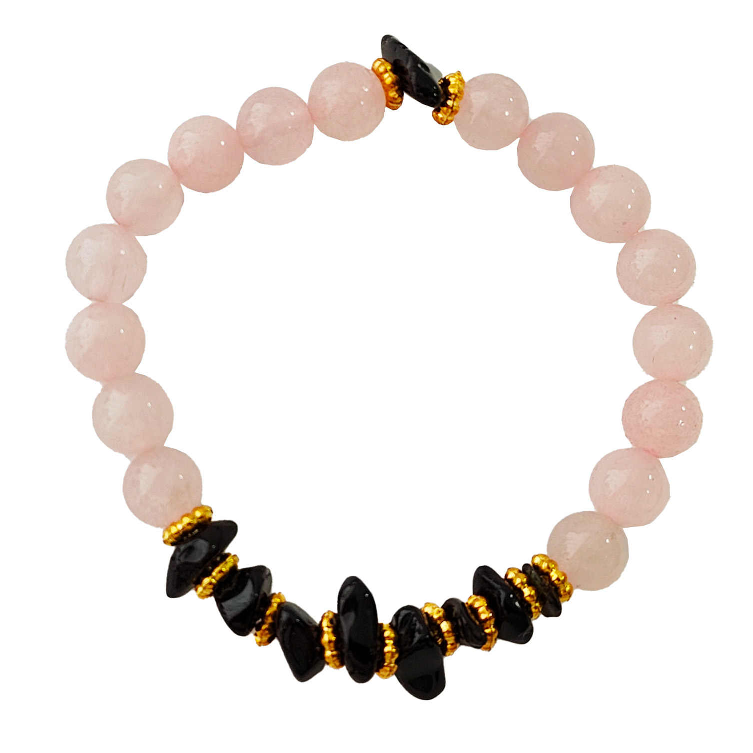 Pulsera Mujer Cuarzo Rosa Amor Propio Onix + Estuche