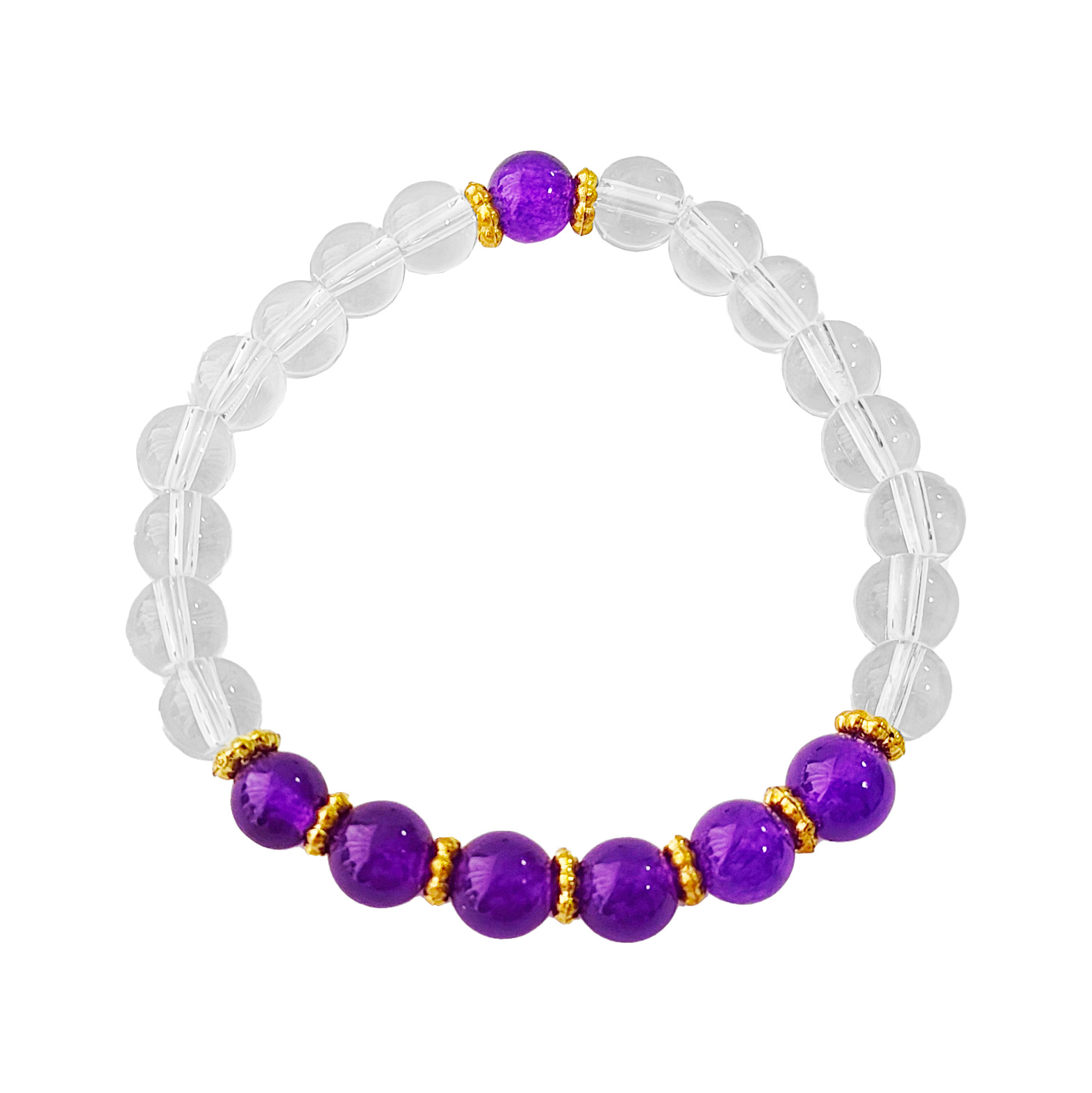 Pulsera Mujer Cuarzo Cristal Con Amatista Protecciòn+estuche