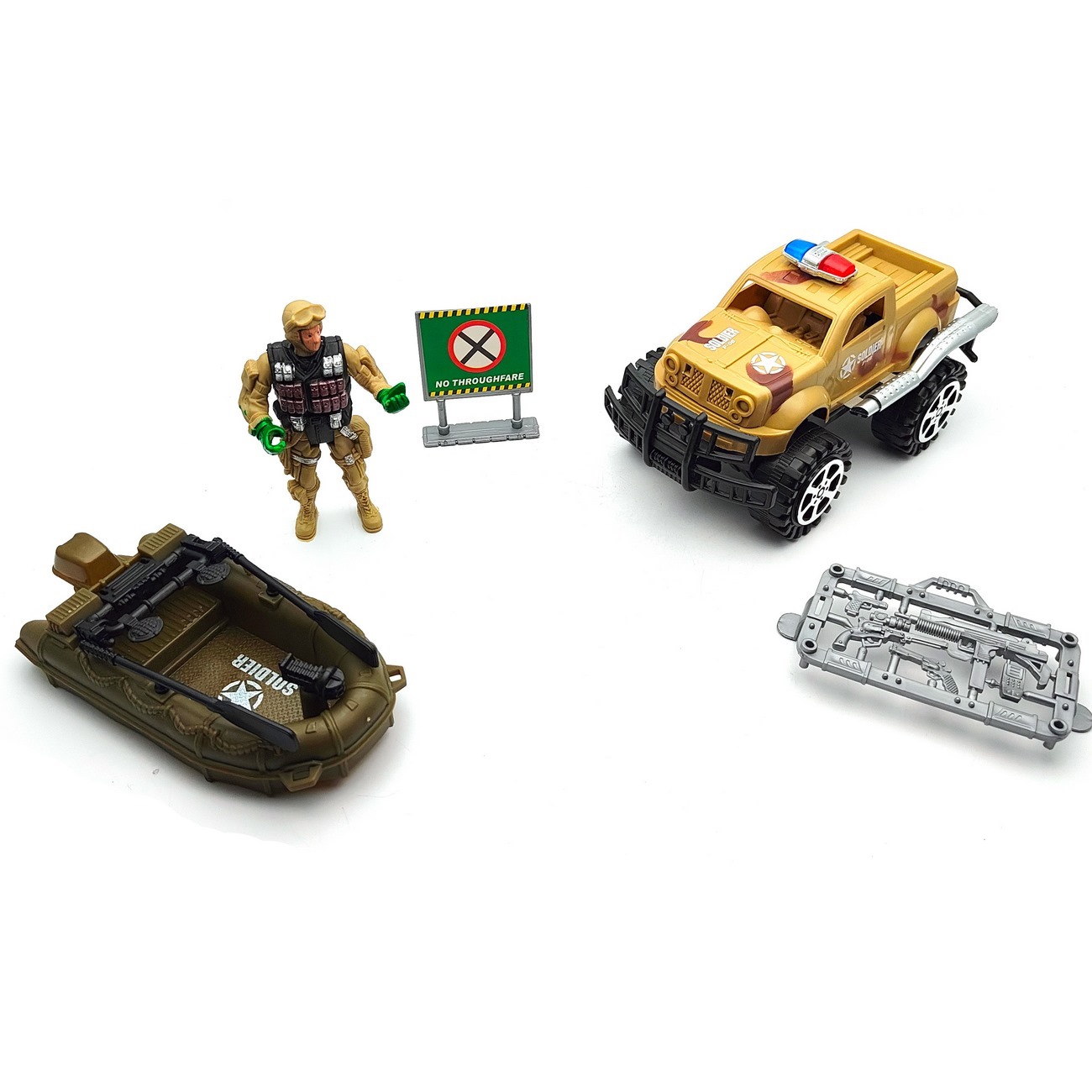 Carro Militar Lancha Militar Soldado Dotación Juguete Niños