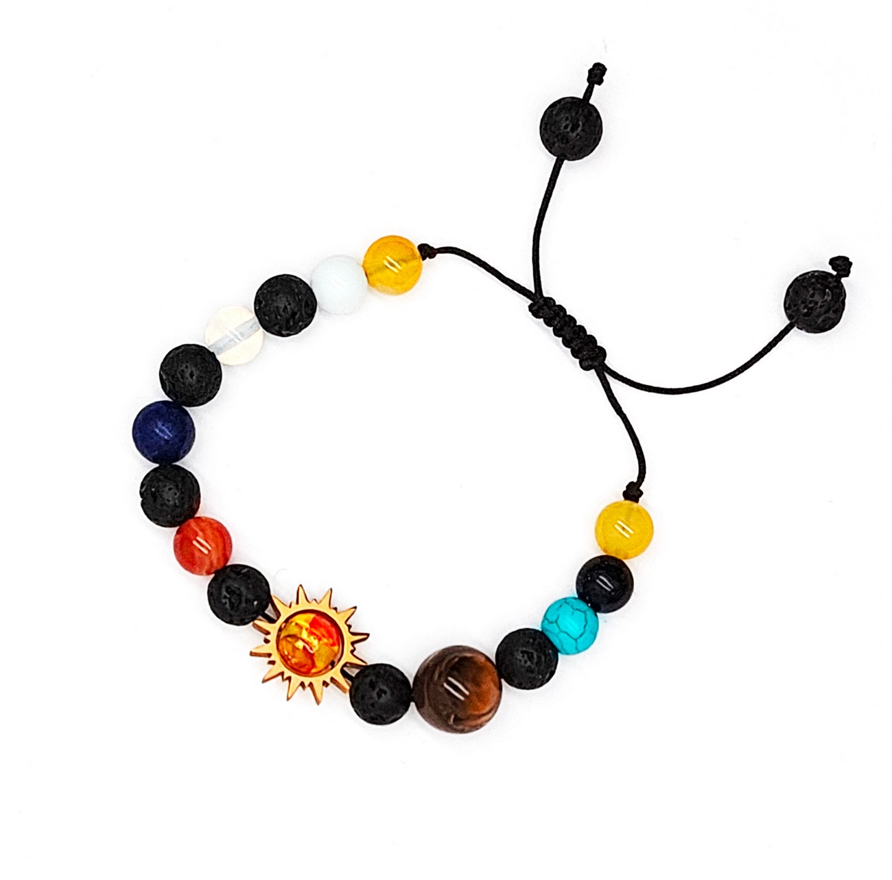 Pulsera Sistema Solar Planetas Cuarzo Tejida Unisex+ Estuche