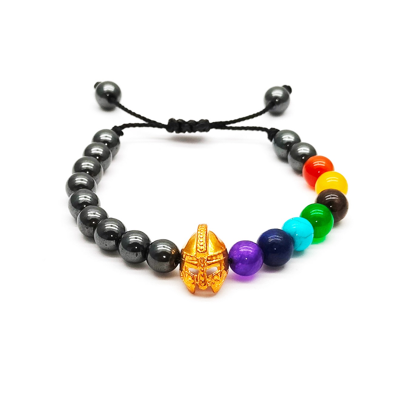 Pulsera 7 Chakras Cuarzos Gladiador Hematita + Estuche 