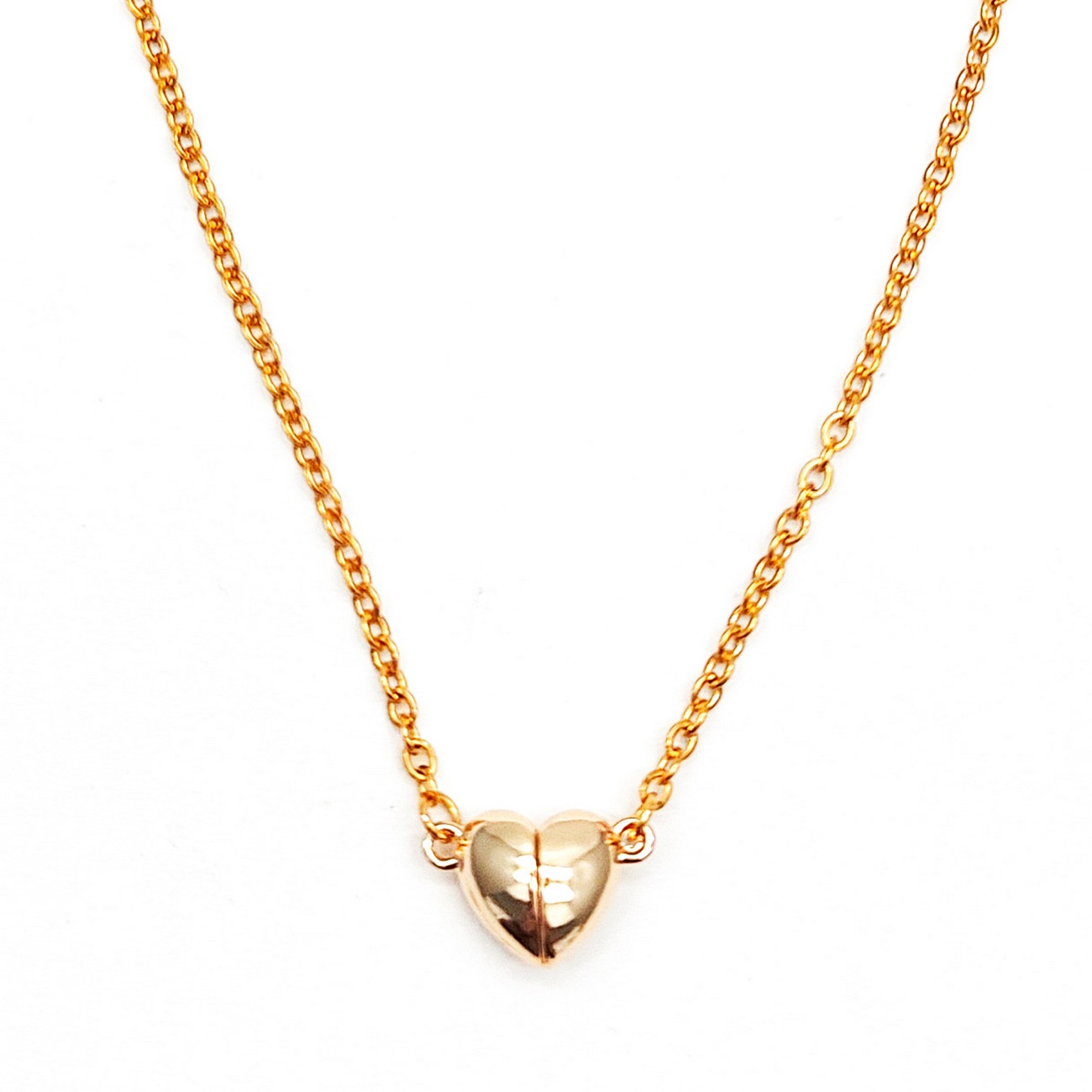 Collar Corazon Dorado Iman Regalo Amor + Estuche