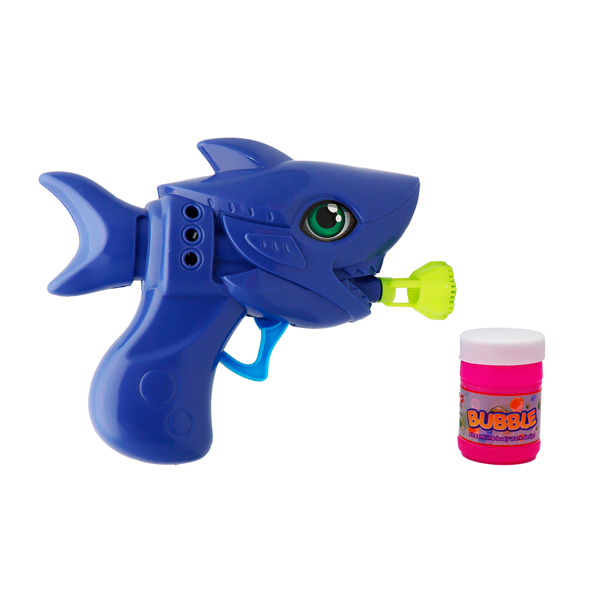Pistola Lanzador De Agua Tiburón Piscina + Liquido Jabonoso Azul Oscuro
