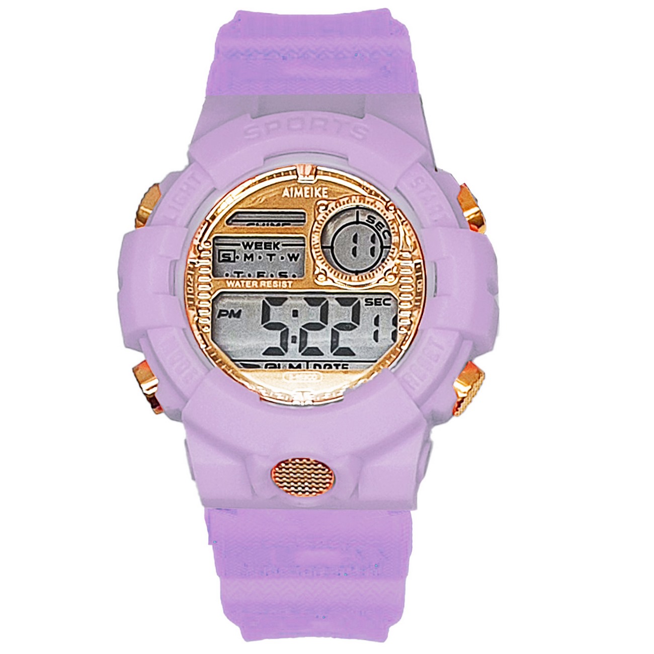 Reloj Digital Resistente Al Agua Impermeable Lila 30 M + Estuche