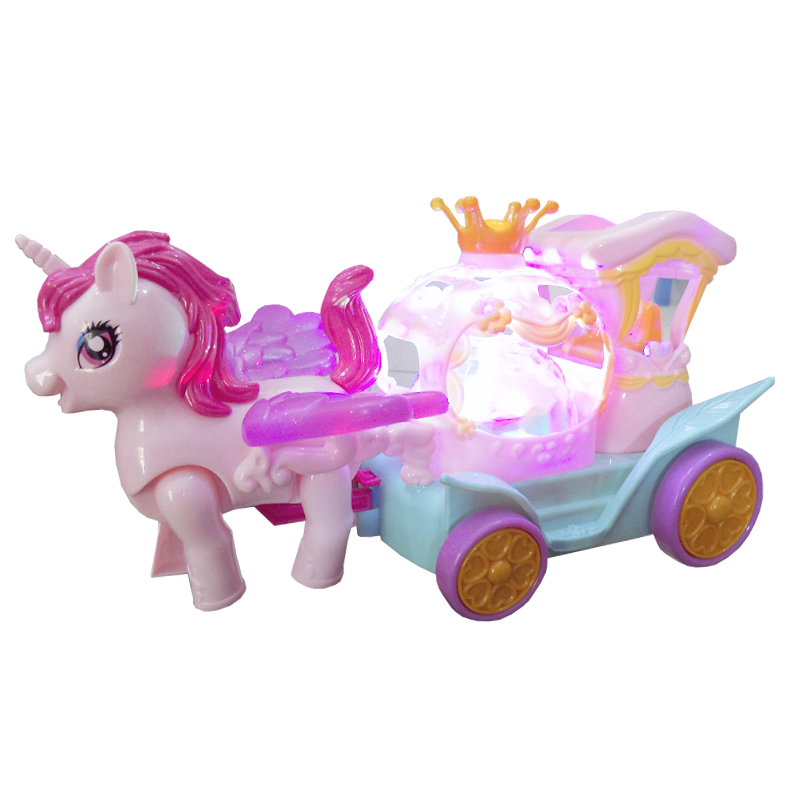 Unicornio Pony Carruaje Luces Movimiento Juguete + Baterias