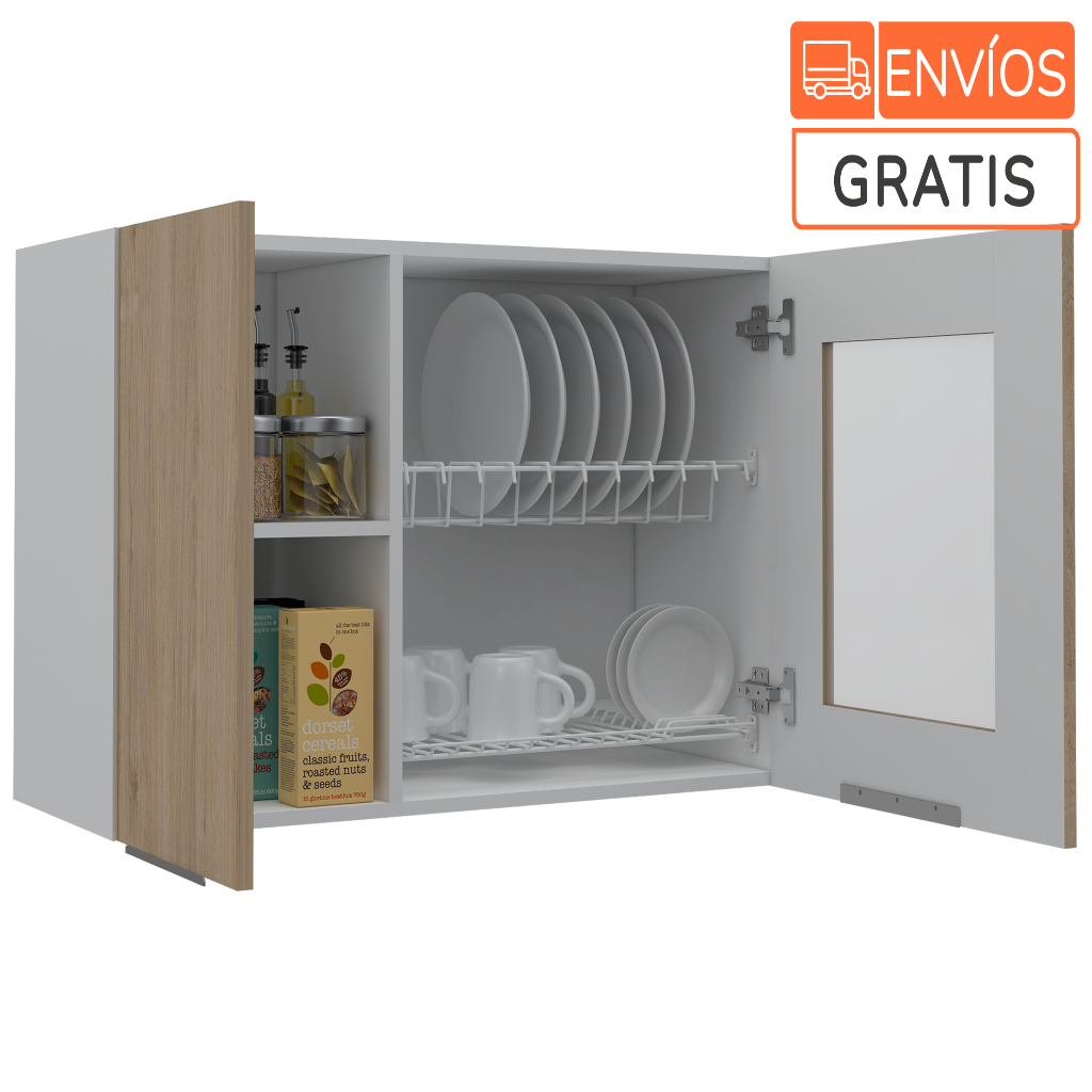 Gabinete Superior Feid, Beige Y Blanco, Incluye Pocero Y Partavasos