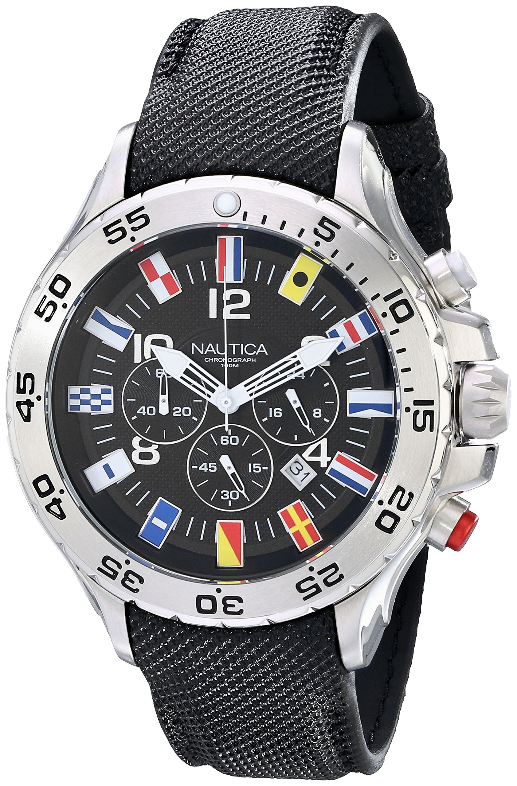 Reloj Nautica N16553G Acero Inoxidable Doble Correa Negra Cuero y Azul Silicona Para Hombre Men Caballero