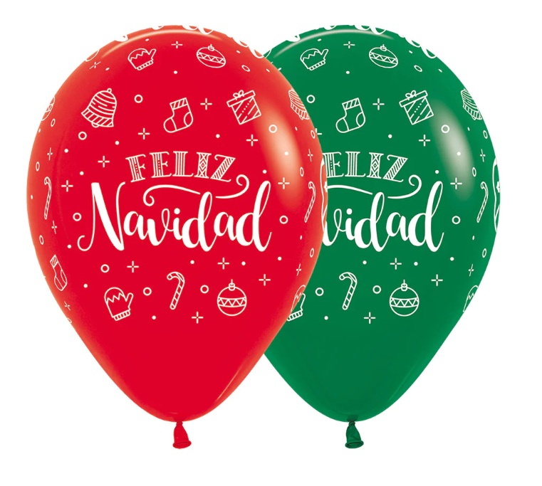 Globo Latex Redondo Infinity Feliz Navidad Corona Fashion Surtido Navidad Sempertex