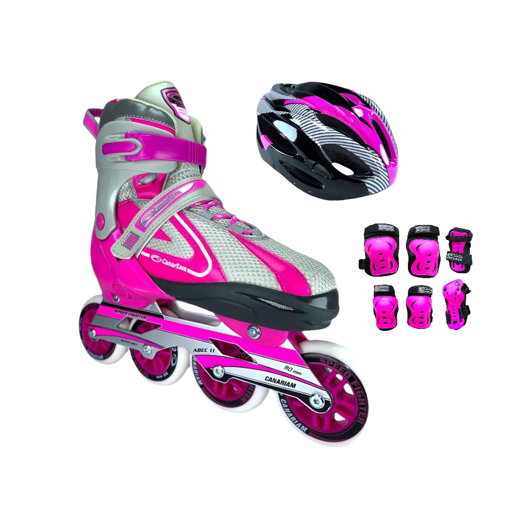 Patines En Linea Semiprofesionales Canariam Speed Fighter Ajustables Fucsia