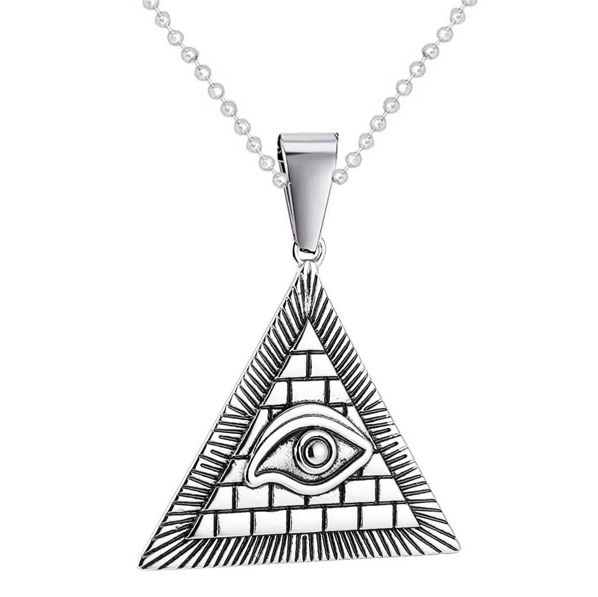 Collar Ojo Masónico Todo Lo Ve Illuminati Acero + Estuche