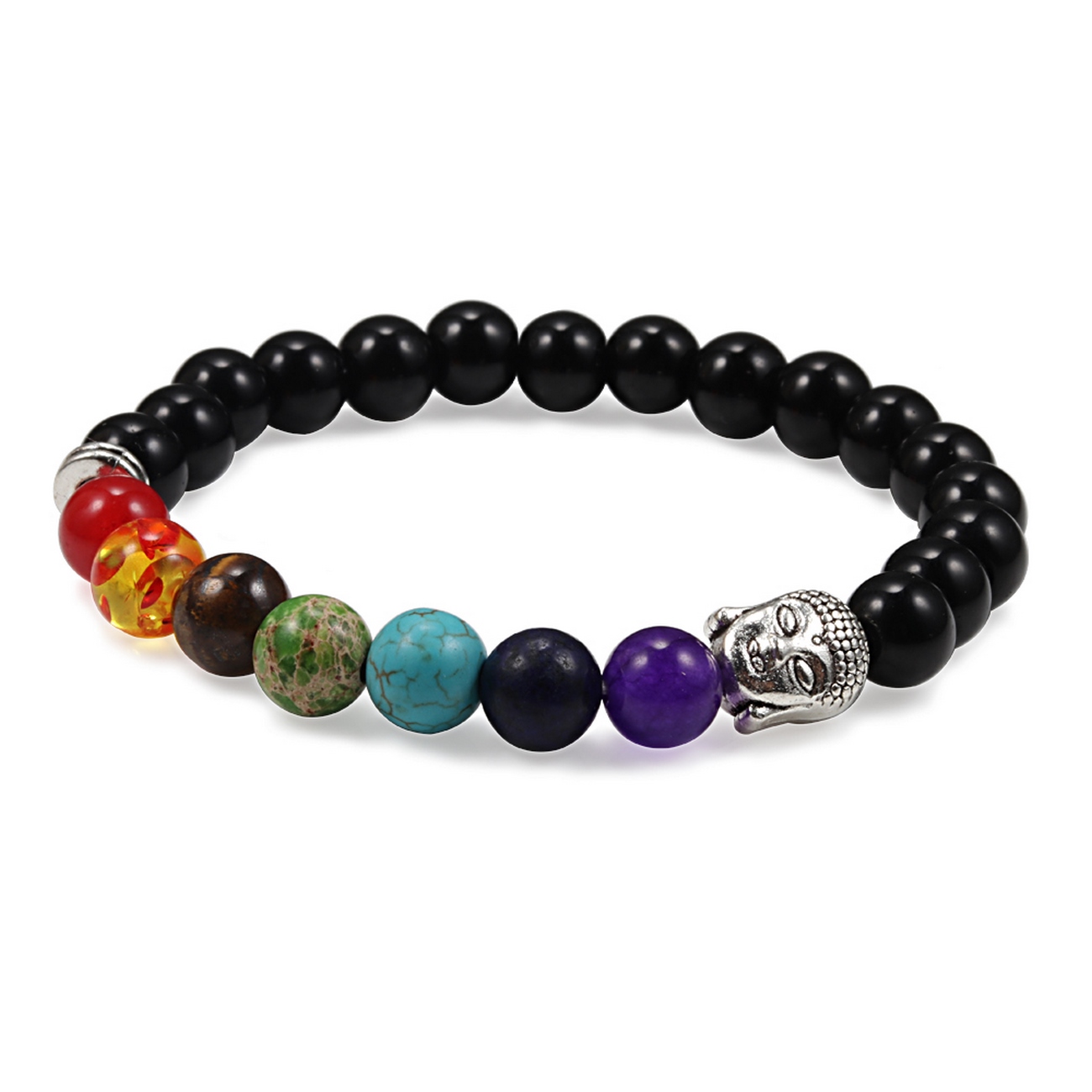 Pulsera Buda Cuarzo Onix 7 Chakras + Estuche