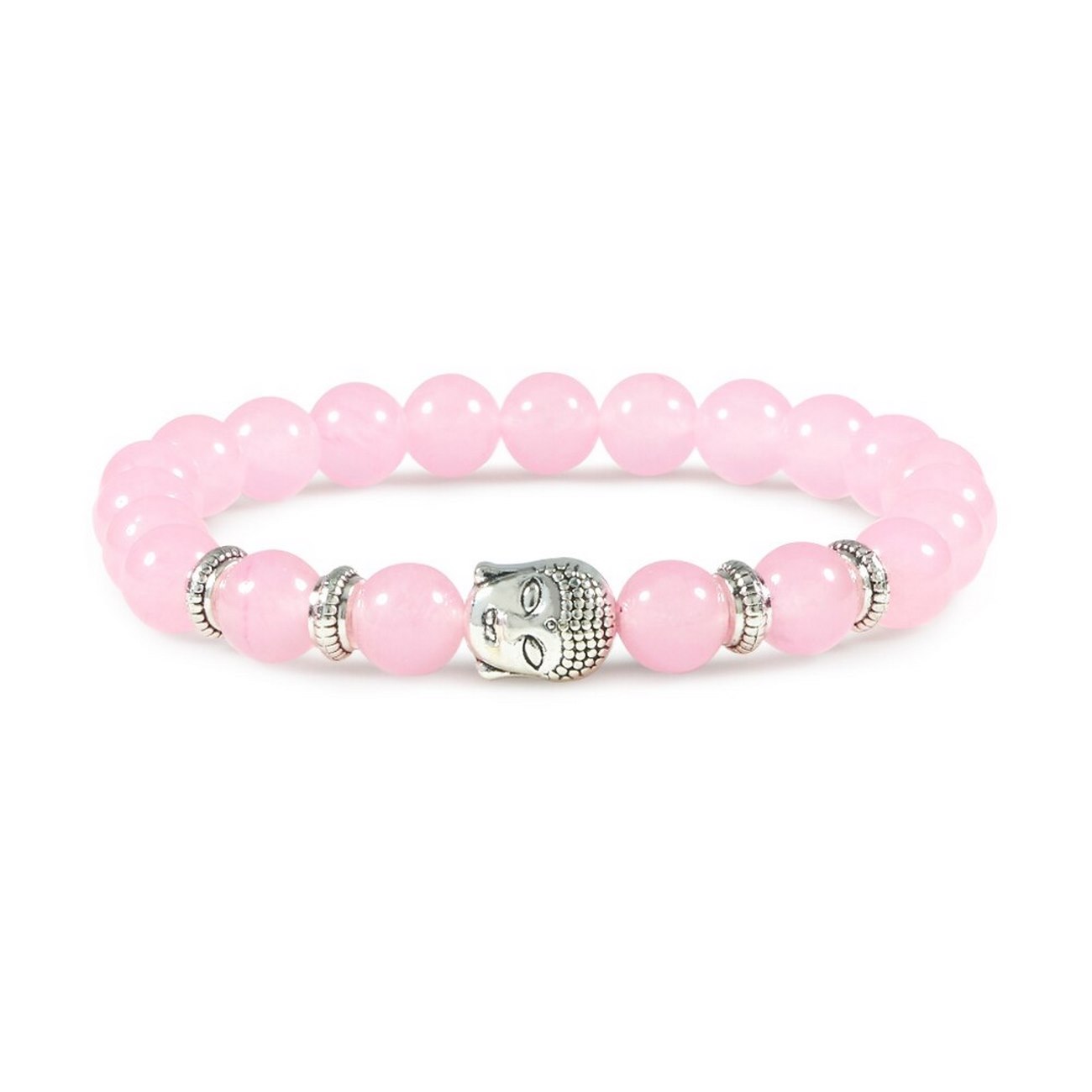 Pulsera Buda Sabiduria Cuarzo Rosa + Estuche Gamushop