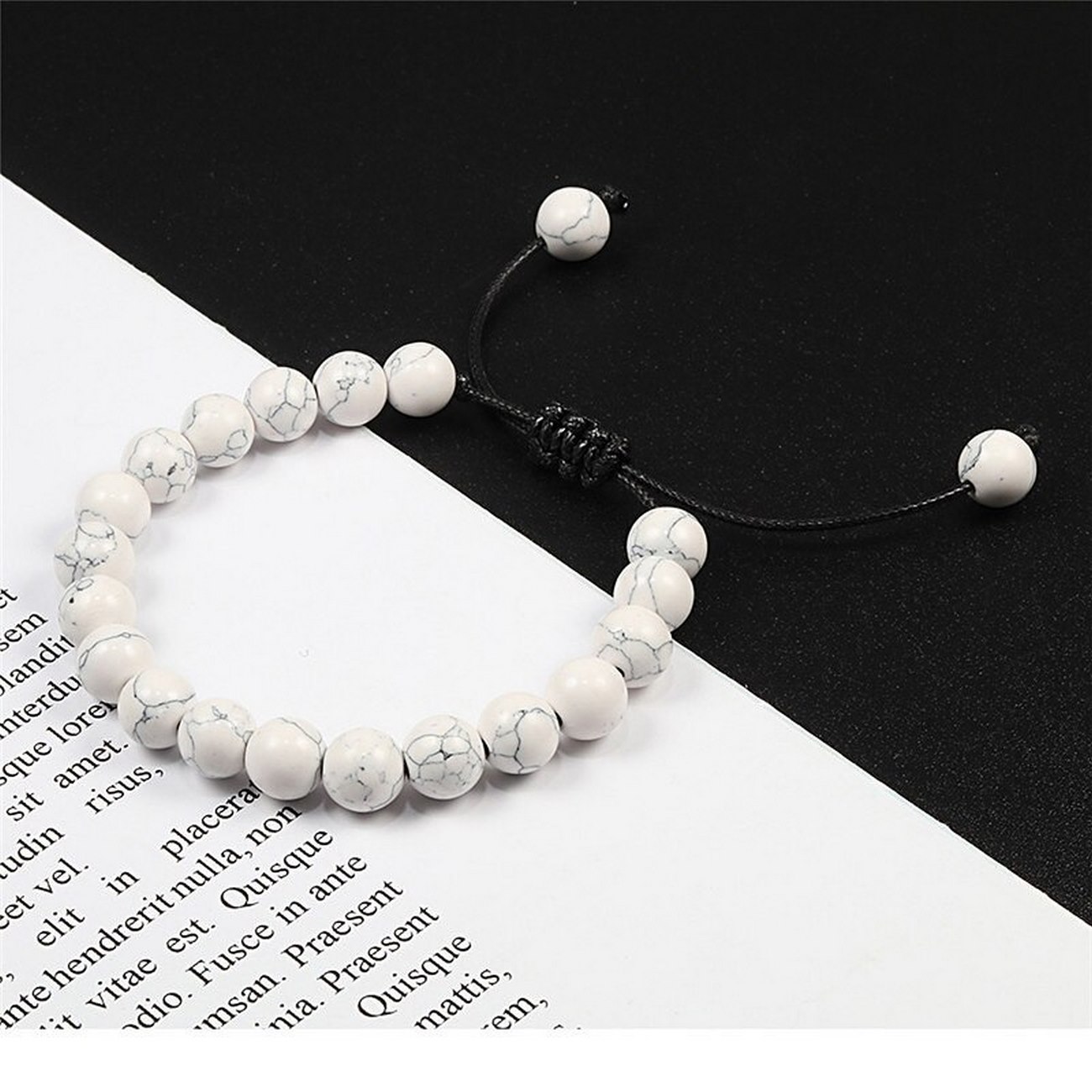 Pulsera Cuarzo Blanco Tejida + Estuche