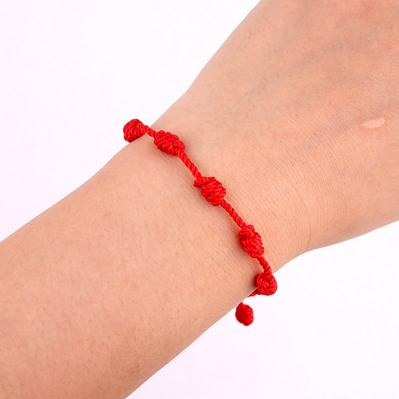 Pulsera 7 Nudos Hilo Rojo Buena Suerte Protección.