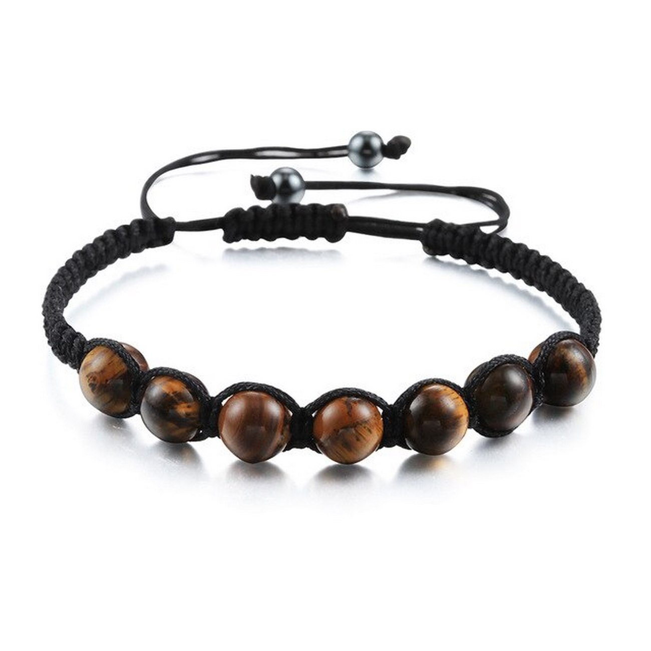 Pulsera Cuarzos Ojo de tigre Tejida Unisex + Estuche