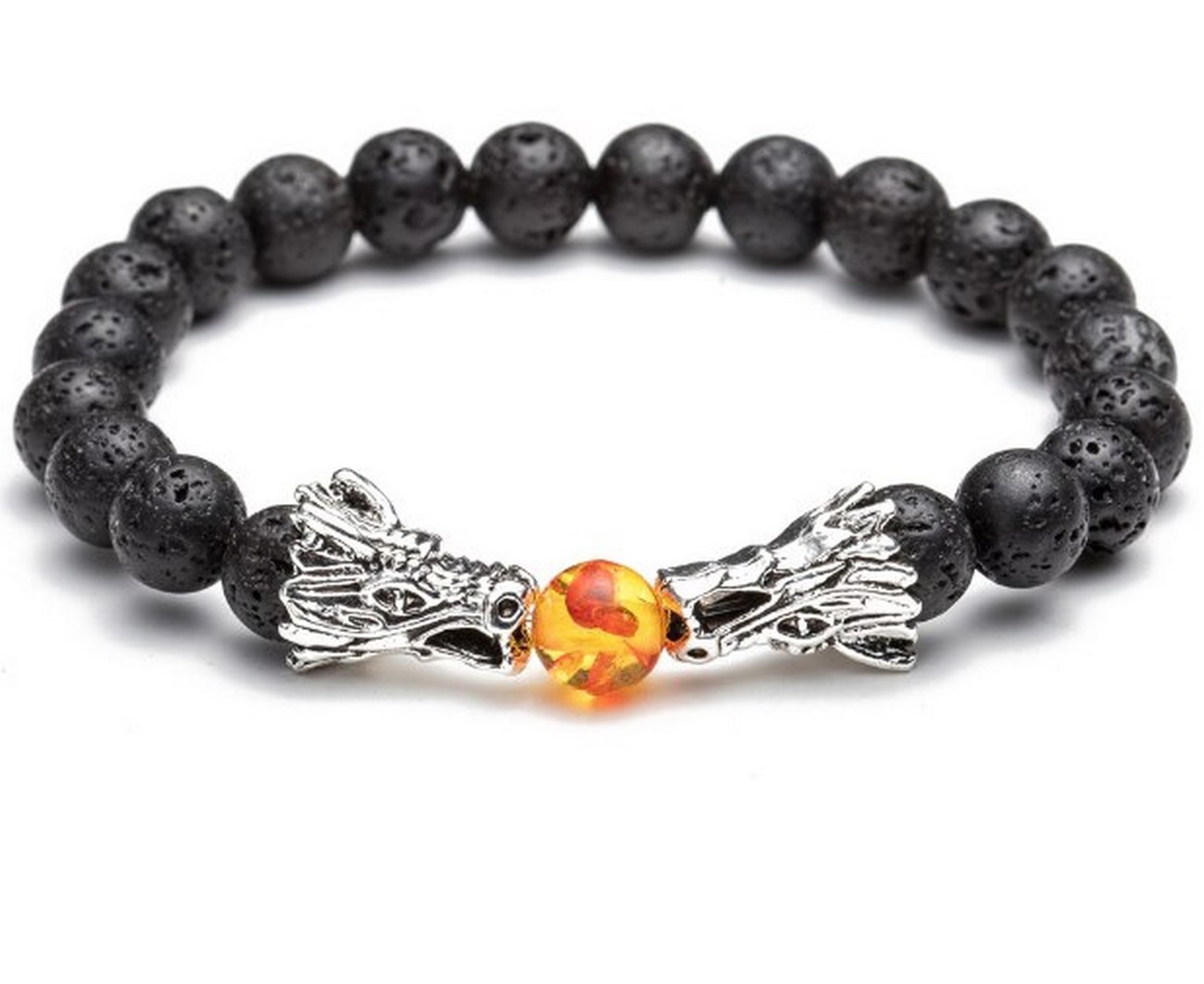 Pulsera Piedra Volcanica Dragon + Estuche