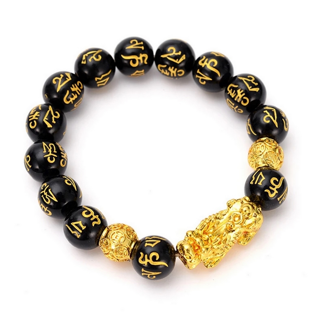 Pulsera Obsidiana Feng Shui Pi Xiu Prosperidad + Estuche