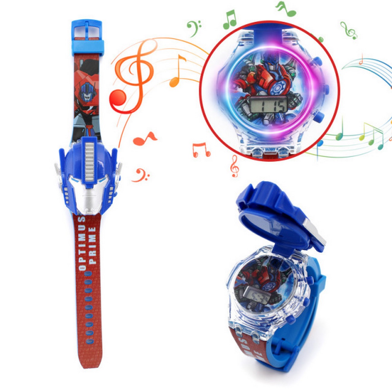 Reloj Niños Digital Luces Sonido Tapa Infantil Transformers 