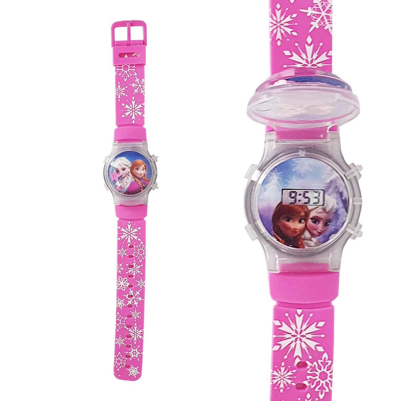 Reloj Niñas Digital Luces Tapa Infantil Elsa Frozen 3d