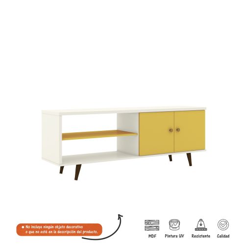 Mueble de TV 55" Bertolini Color Blanco Con Amarillo