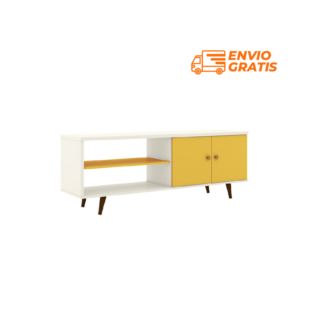 Mueble de TV 55" Bertolini Color Blanco Con Amarillo